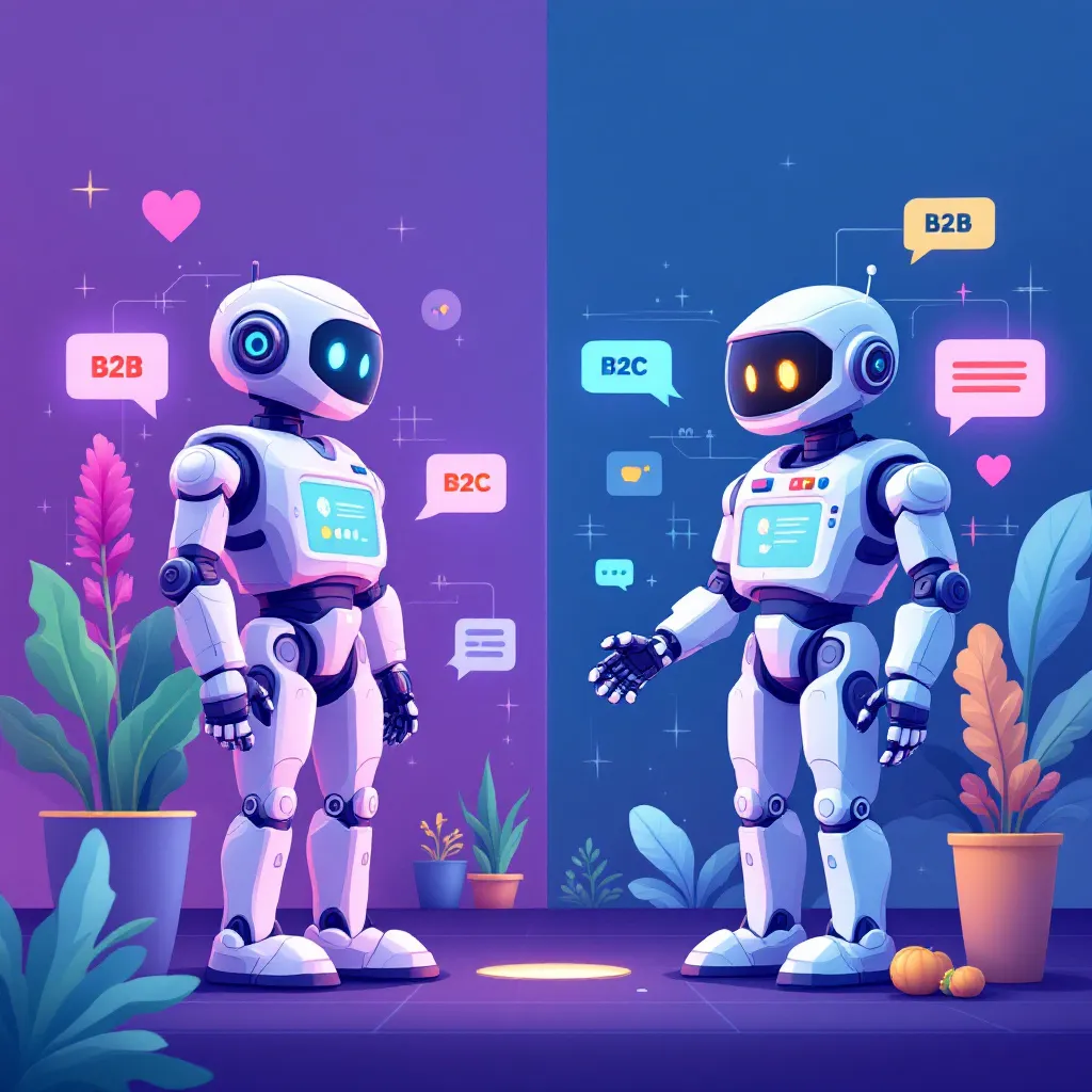 Entdecken Sie die unterschiedlichen Strategien von B2B und B2C chatbots und erfahren Sie, wie sie gezielt in Geschäftsprozesse integriert werden.